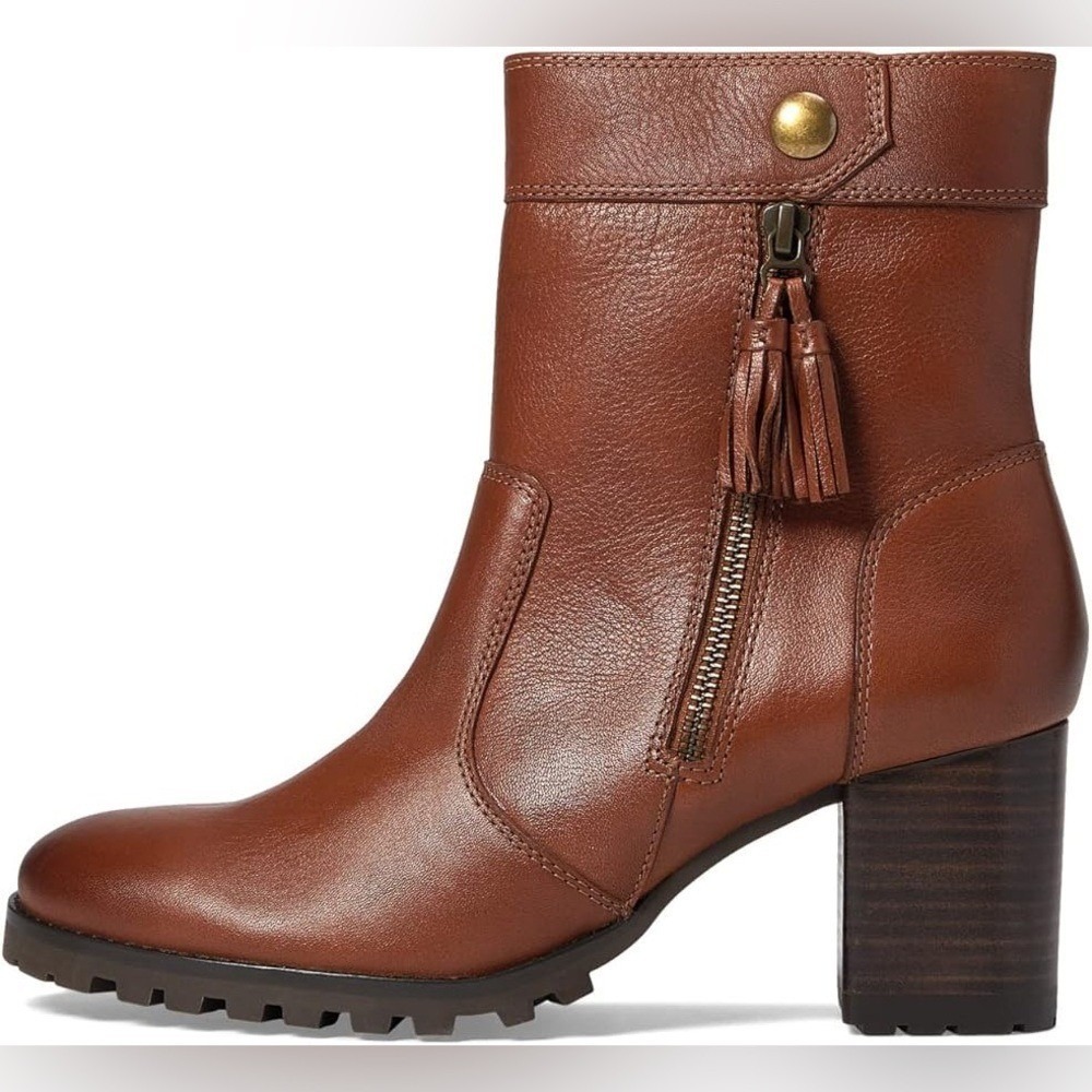 Johnston & Murphy Vivica Zip Boot Cognac Calfskin‎ Size 9.5